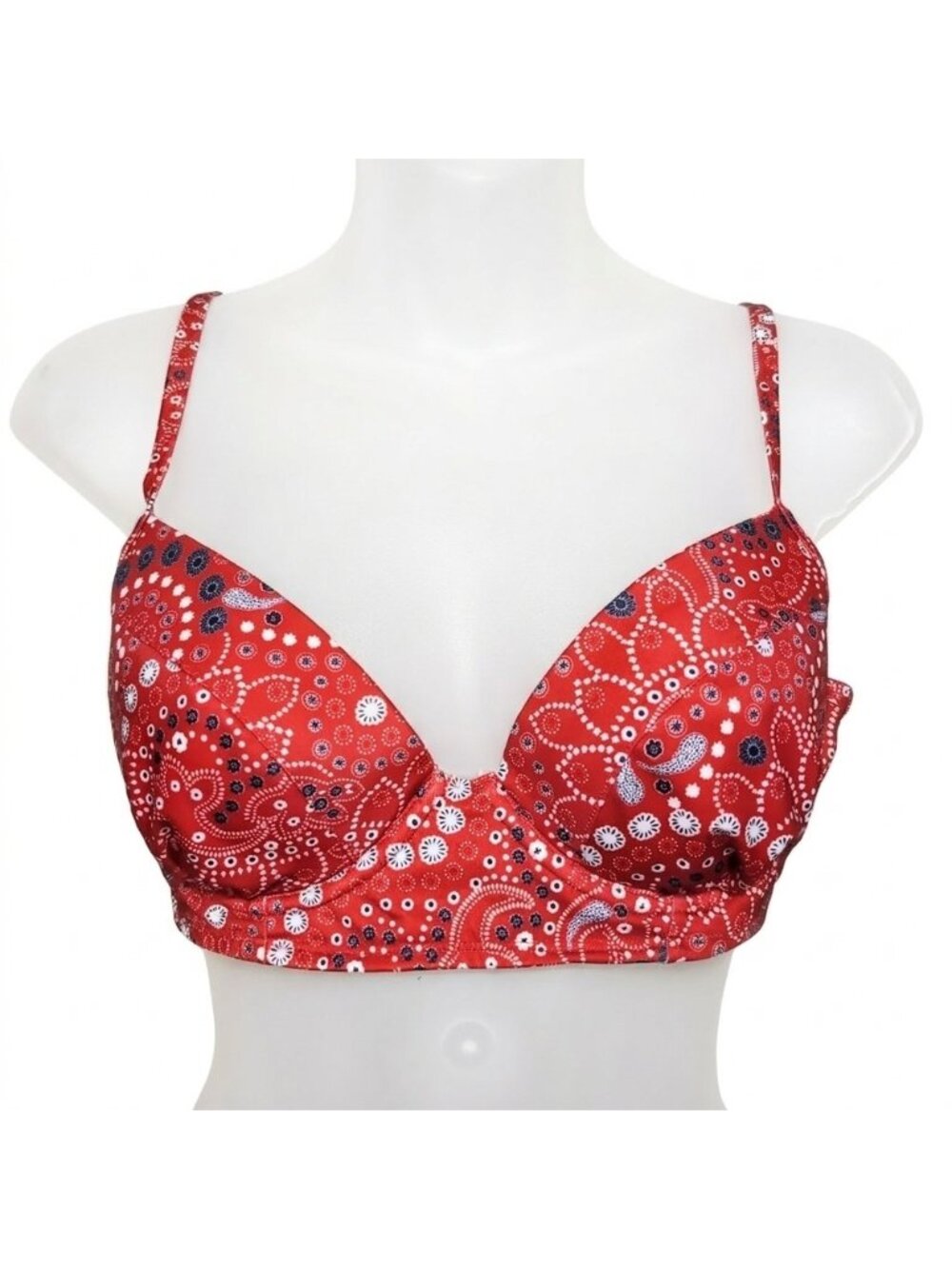 💠 Joe Fresh Paisley Bandana Underwire Bikini Top Red Black White